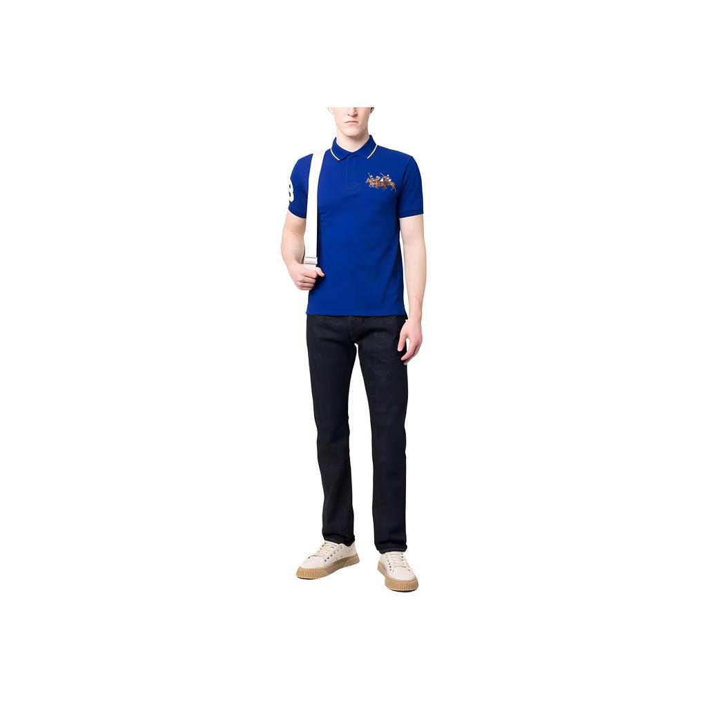Polo Ralph Lauren SS23 Animal Pattern Straight Fit Short Sleeve Polo Shirt Men tops Blue 710900614-003