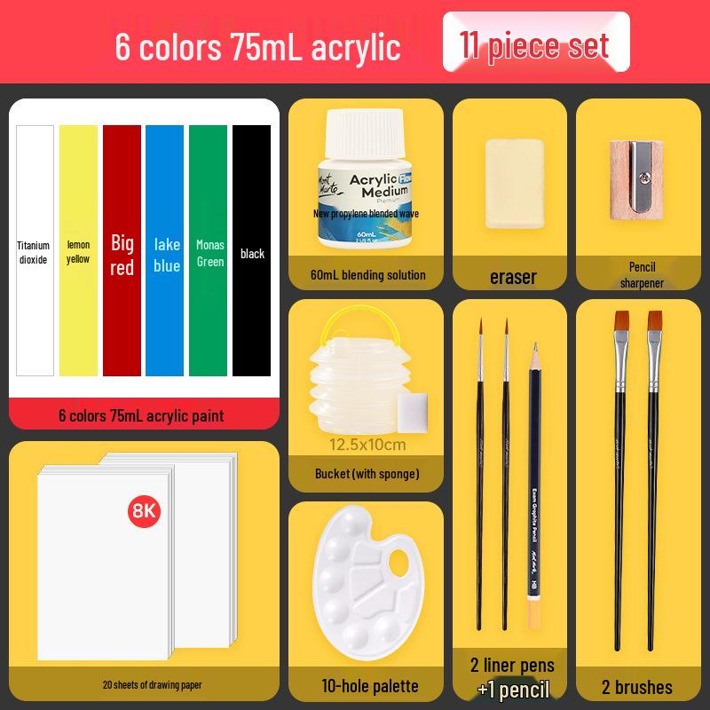 Montmartre 75ml Waterproof Non-Fading Acrylic Paint Set: Perfect for Children’s Textiles and Art Projects, Sunscreen Formula