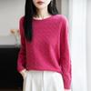 Women's Cable Knit Round Neck Pullover Sweater - Long Sleeve Knitwear for Autumn and Winter