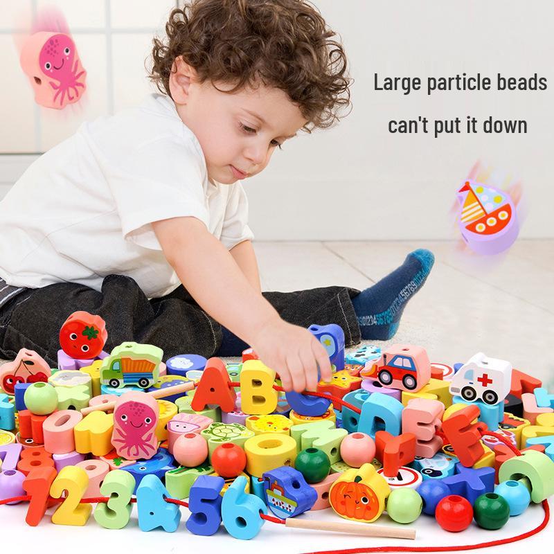Wooden Bead Stringing Toy for Children's Educational Development