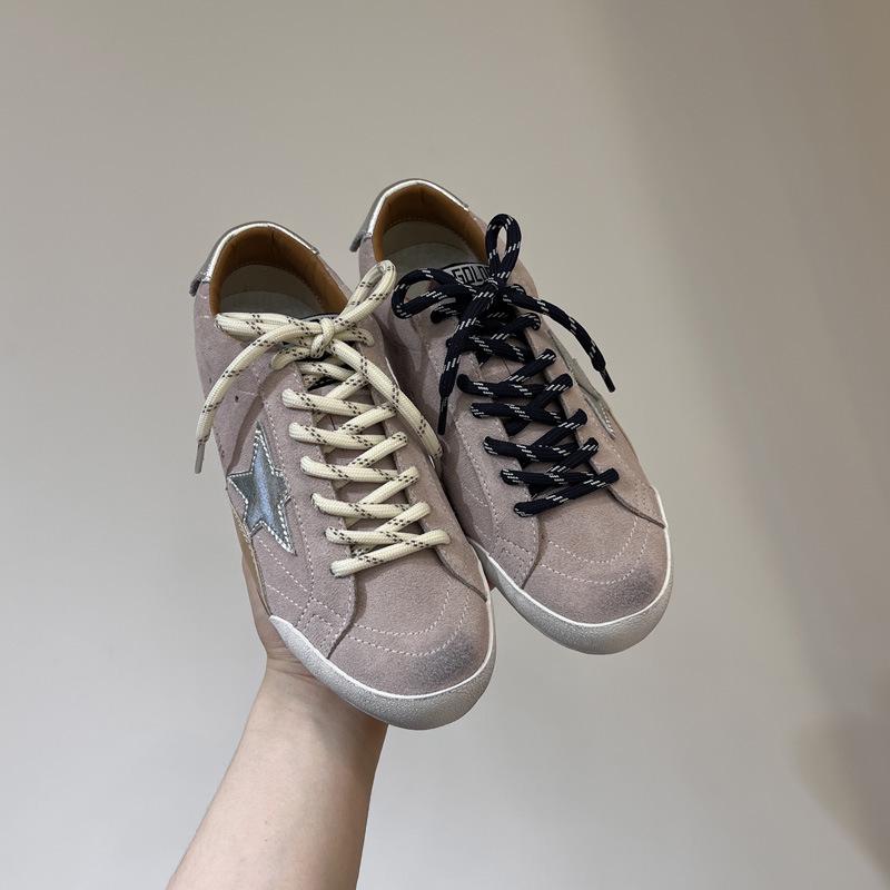 Star Little Distressed White Women's Sneakers - 2025 Autumn Trendy Casual Round Toe Trainers