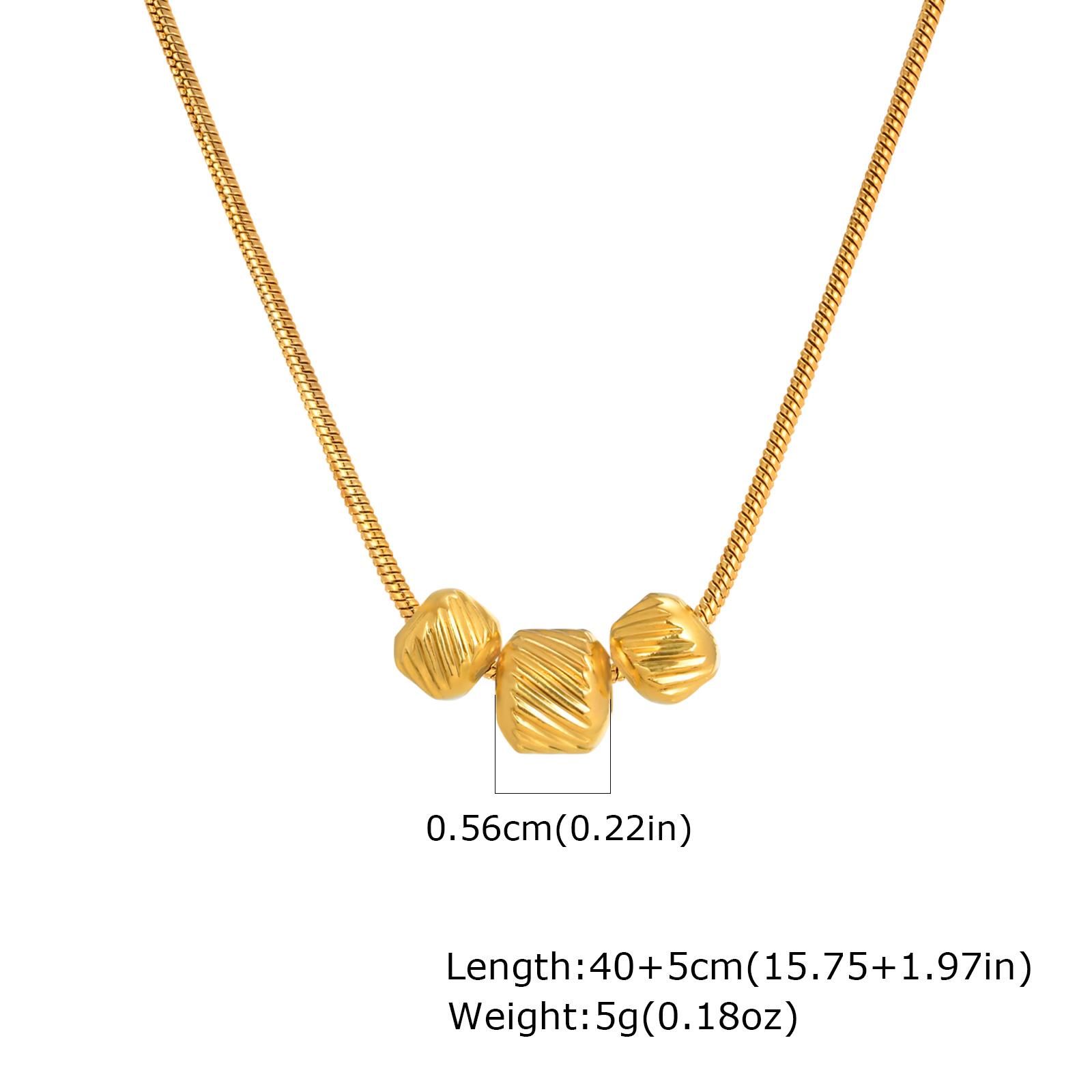 

Prjewel Transfer Bead Necklace Stainless Steel Snake Chain 3 Bucket Beads Pendent Women Necklace Charm Female Neck Jewelry New