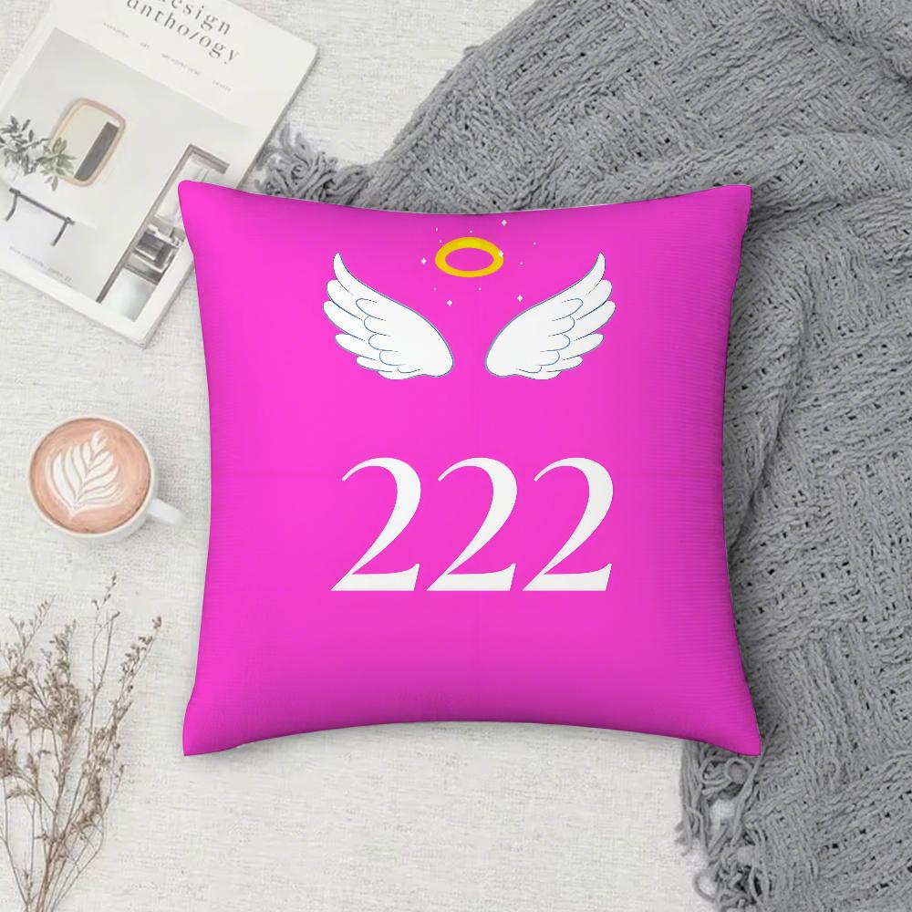 

Pink Angel Number Pillow Case Square Double-Sided Printing Short Plush Sofa Cushion Cover Bedroom Bedside Pillow 12x12Inch