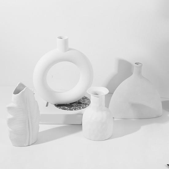 Simple Style Vase Round Geometric Shape Diverse Size Decorative Plastic Vase Room Accents Aesthetic
