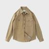 Men's Khaki Military Green Retro Shirt Jacket for Spring and Autumn