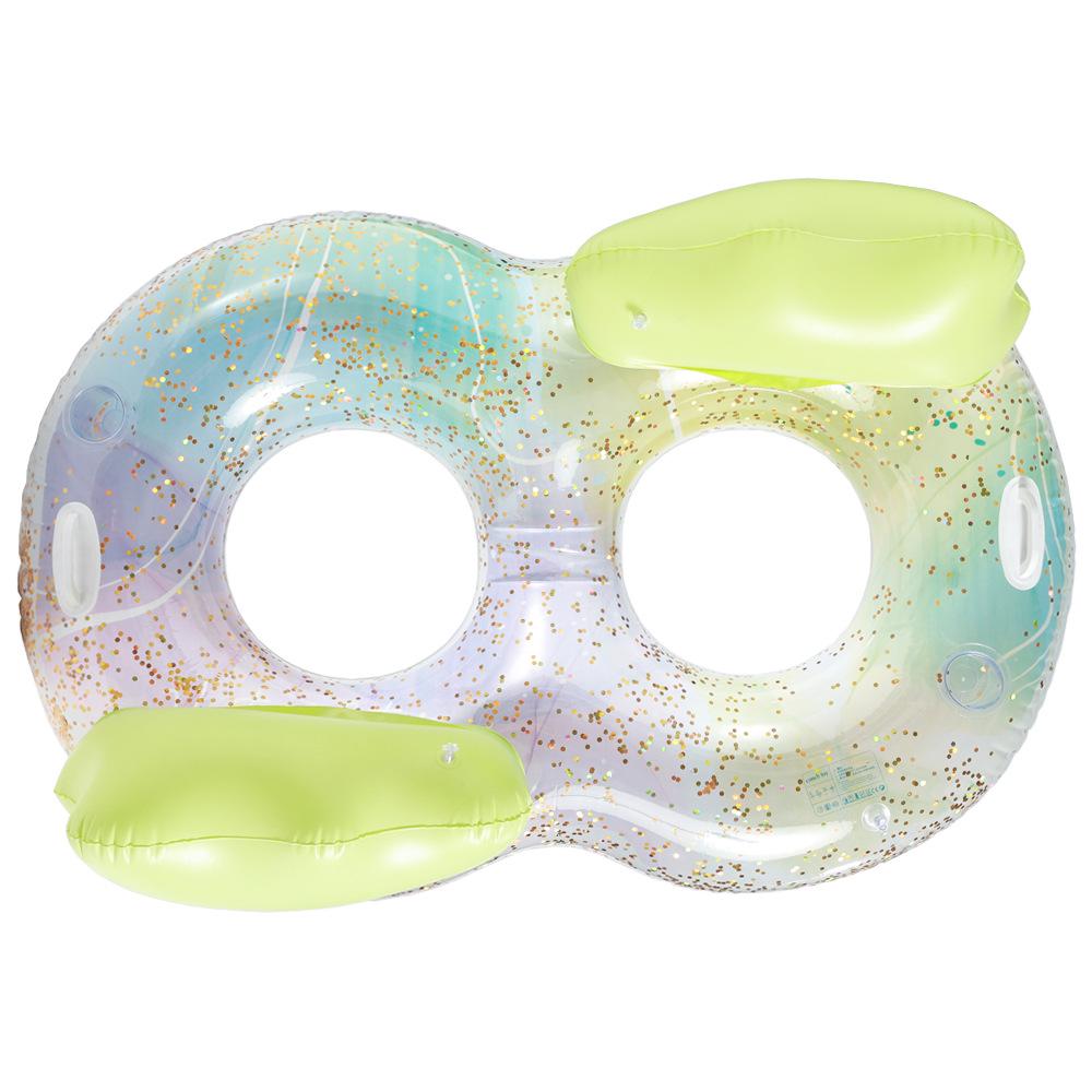 Plus Size Sequin Flamingo Backrest Swim Ring with Drink Holder & Handles