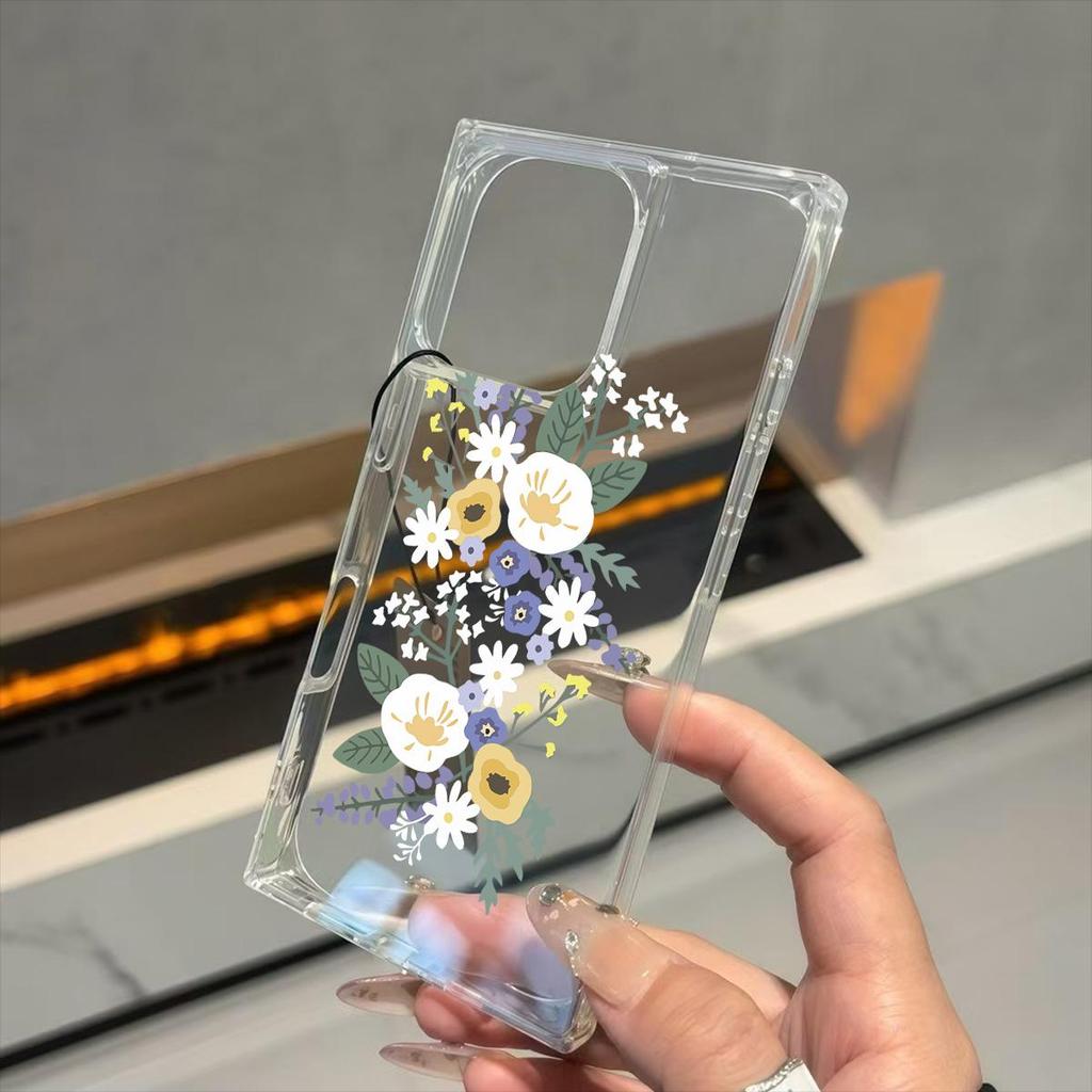 Clear Square Back Tube Case Protection For iPhone 13 11 12 15 Plus 16 ProMax 14 Pro Max Anti-Oxygen,White Daisy Pattern Casing