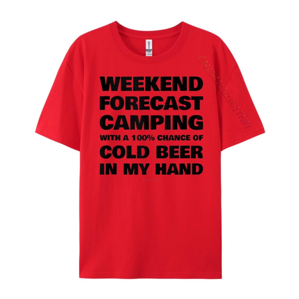 Funny Beer And Camping Tanks Weekend Forecast Camping Red And Black Graphic T Shirt Men Men Clothes Mardi Gras S