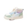 High-Top Board Shoe Women's  Autumn and Winter New Rubber Soft Bottom Leather Color Matching Fashion Women's Casual Sneaker Mixed Batch