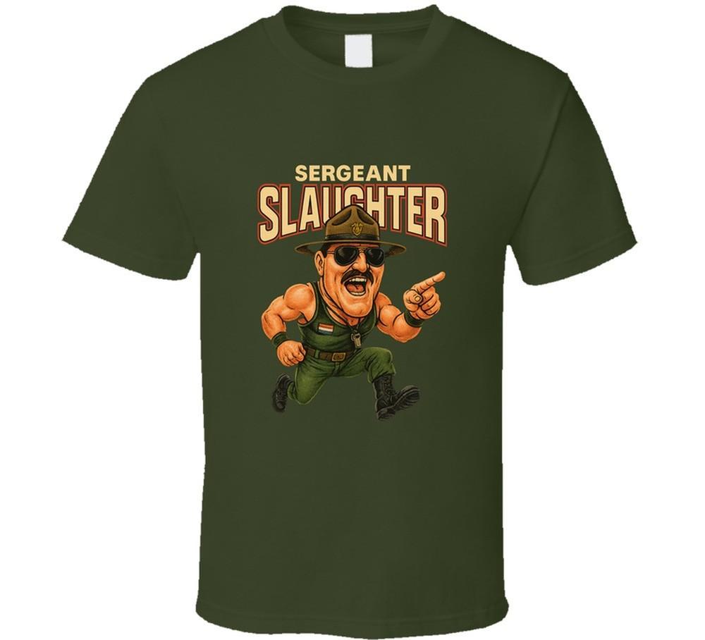 Sergeant Sgt Slaughter Retro Wrestling Caricature T Shirt Unisex T-Shirt XL