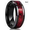 8 Farger 8mm Herre Rustfritt Stål Drage Ring Innlegg Rød Grønn Svart Karbonfiber Ring Vielsesring Smykker Størrelse 6-13
