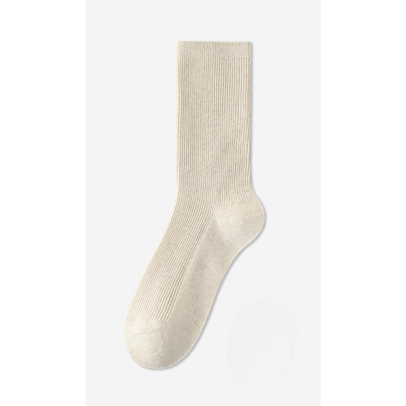 Women's Mid-calf Socks for Autumn and Winter, Boneless, Rolled-up, Pure Cotton Socks, Anti-slip, Breathable, Sweat-absorbing, Odor-proof, Pile Socks