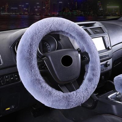 Korean Fashion Rex Rabbit Fur Steering Wheel Cover - Winter Plush Handle Cover for Men and Women