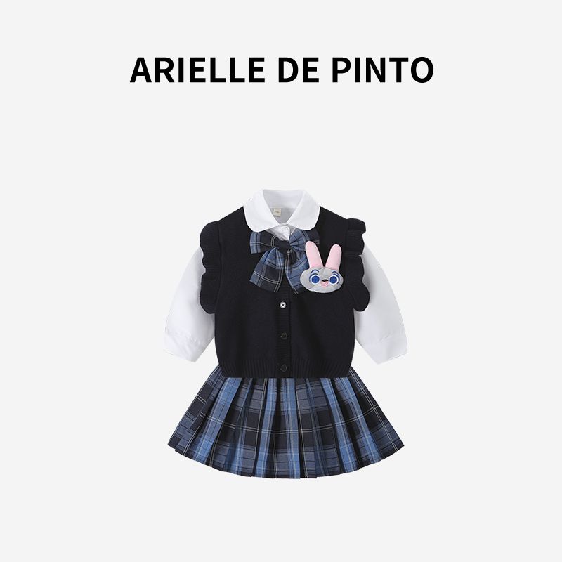 French Arielle De Pinto Girls Rabbit Knit Set Autumn Outfit Sweet Girl College Style Two-Piece Set Suit 100