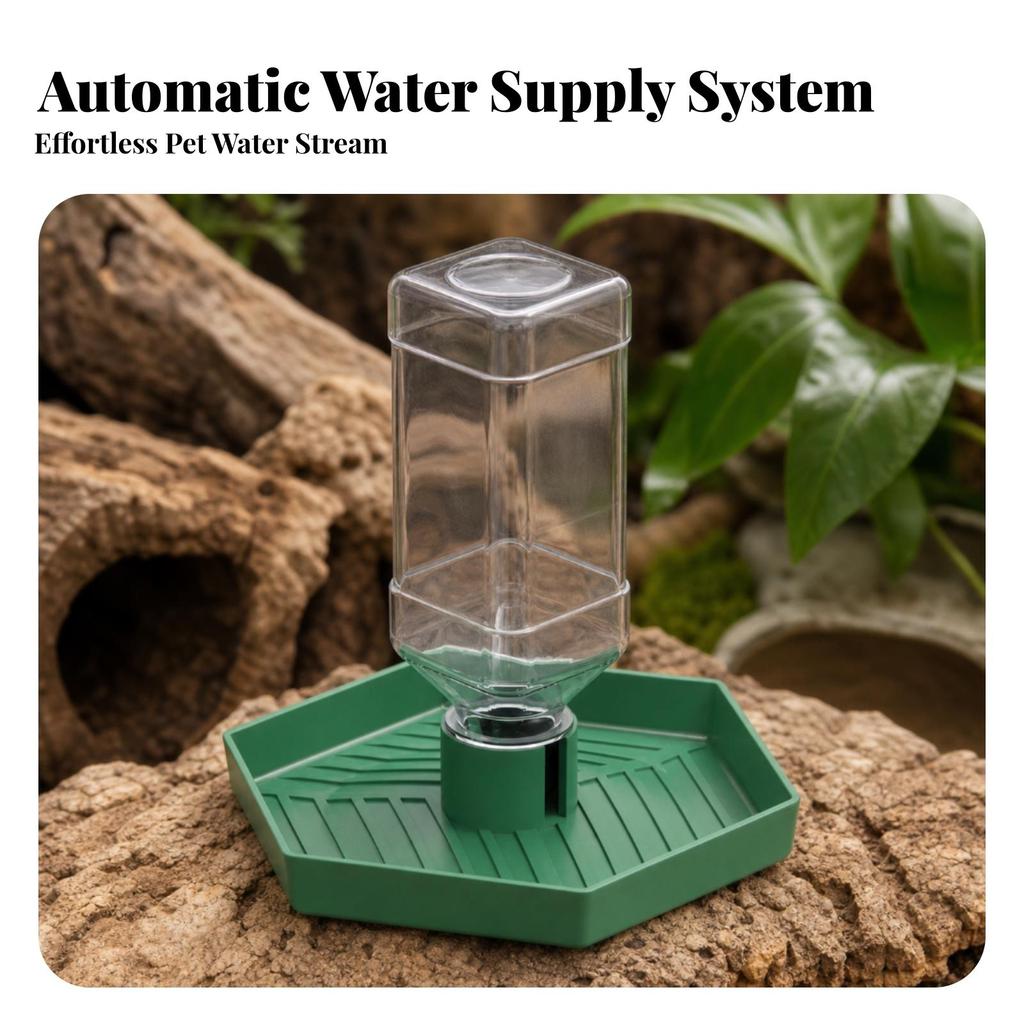 Automatic Reptile Water Dispenser | Low-Profile Base Design, Ribbed Interior