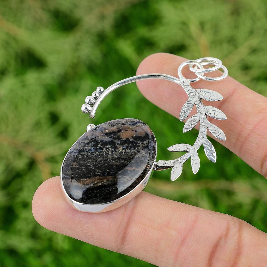 Daughters Day Deal Sterling Silver Natural Honey Dendrite Opal Wedding Pendant