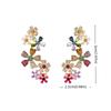 Elegant Sweet Rhinestone Flower Earrings Hollow Out Ear Jewelry Shining Flower Earrings Ornaments Colored Sweet Ear Clips Gift
