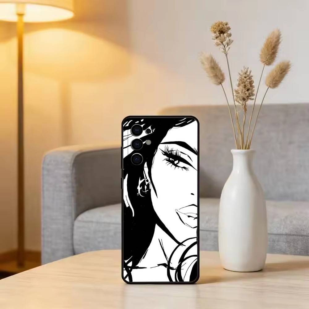 

Line art Phone Case For Samsung S25,S24,S21,S22,S23,S30,Ultra,S20,Plus,Fe,Soft Silicone Black Cover Samsung S21Ultra
