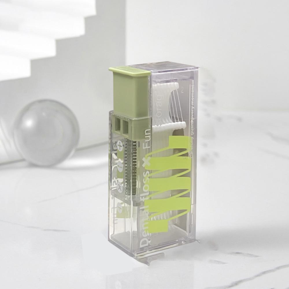 

Mecha Wind Mirror Portable Floss Box Auto Pop Up Mini Transparent Floss Stick Storage Box Oral Care Floss Organiser зелений