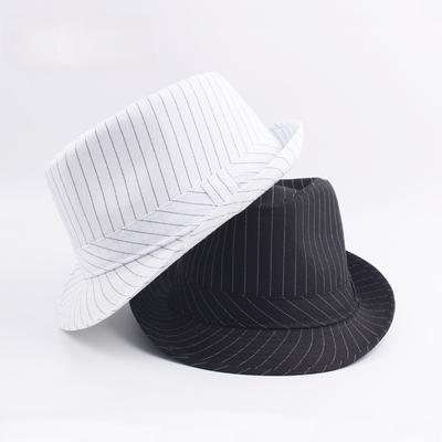 Primavera y Otoño Británico Tela Rayada Blanco y Negro Fedoras de Jazz Sombrero de Sol Versátil Casual Nuevo para Hombre Exterior