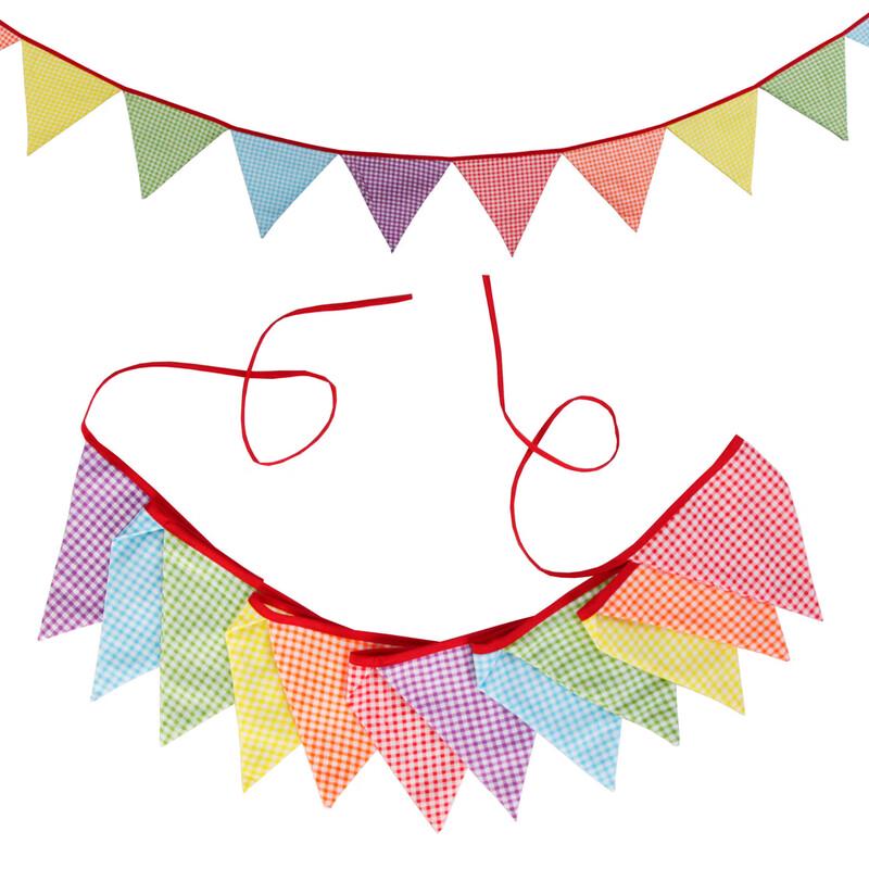 OEING Striped & Polka Dot Cotton Triangle Flag Birthday Banner