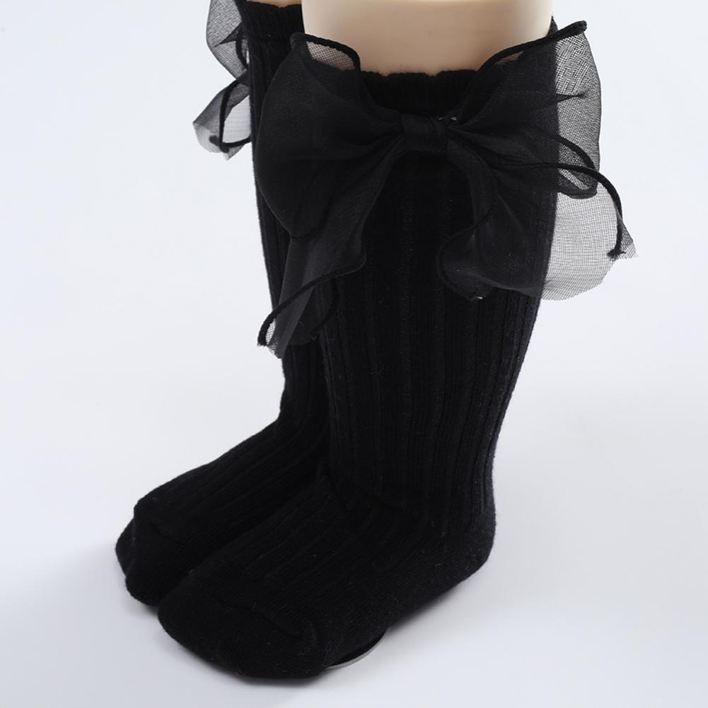 Baby Lace Bow Mid-Calf Socks Newborn Cotton Knitted Breathable Socks Baby Socks 0-3 Years Old