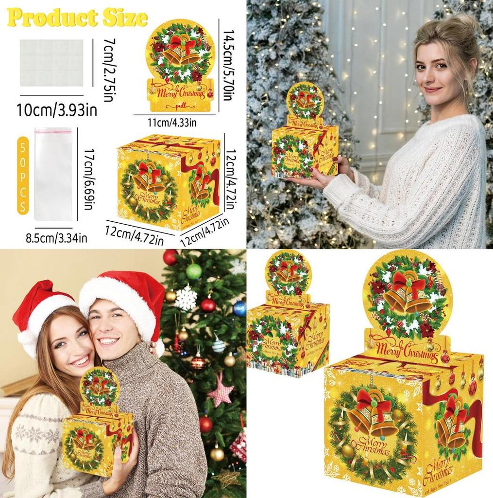 Yellow Christmas Bell Decorative Gift Box With Paper Material For Festive Surprises