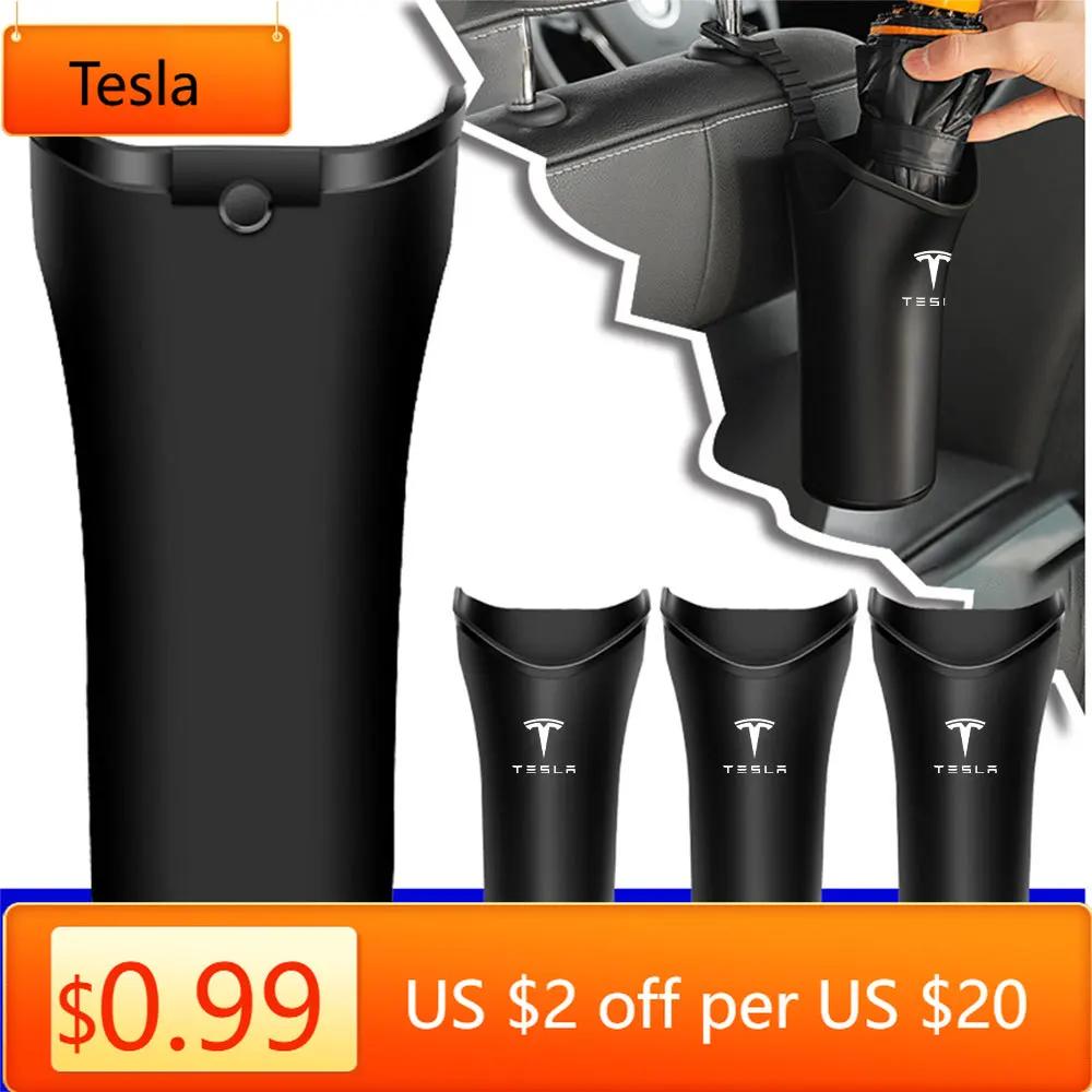 Car Sticker Tesla Car Storage Box For Umbrella Organizer Bucket Auto Hanging Water Bottles Rack Holder For Tesla Model 3 Model X