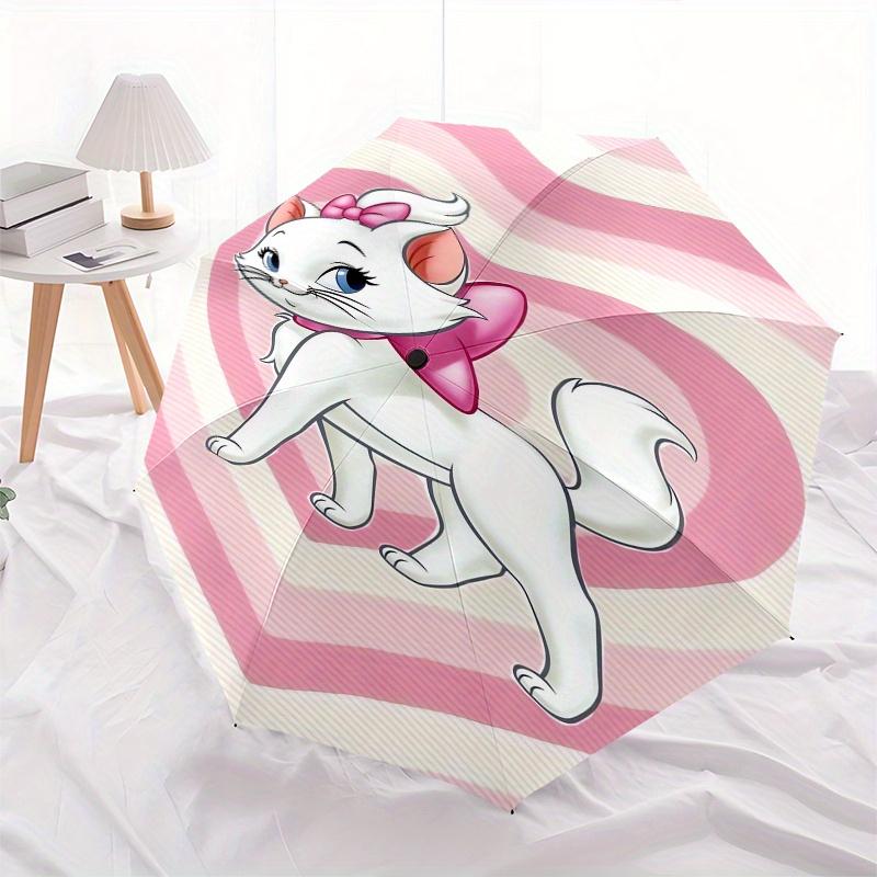 

Marie Cat Theme Automatic Compact Folding Cute Umbrella - Portable and Durable, 8-Bone Iron Umbrella for All Weather0707102