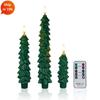 3er-Pack Weihnachts-LED-Kerzen Grün LED-Kerzenhalter mit Timer Fernbedienung Weihnachtsbaum 3D Flackernde LED-Kerzen
