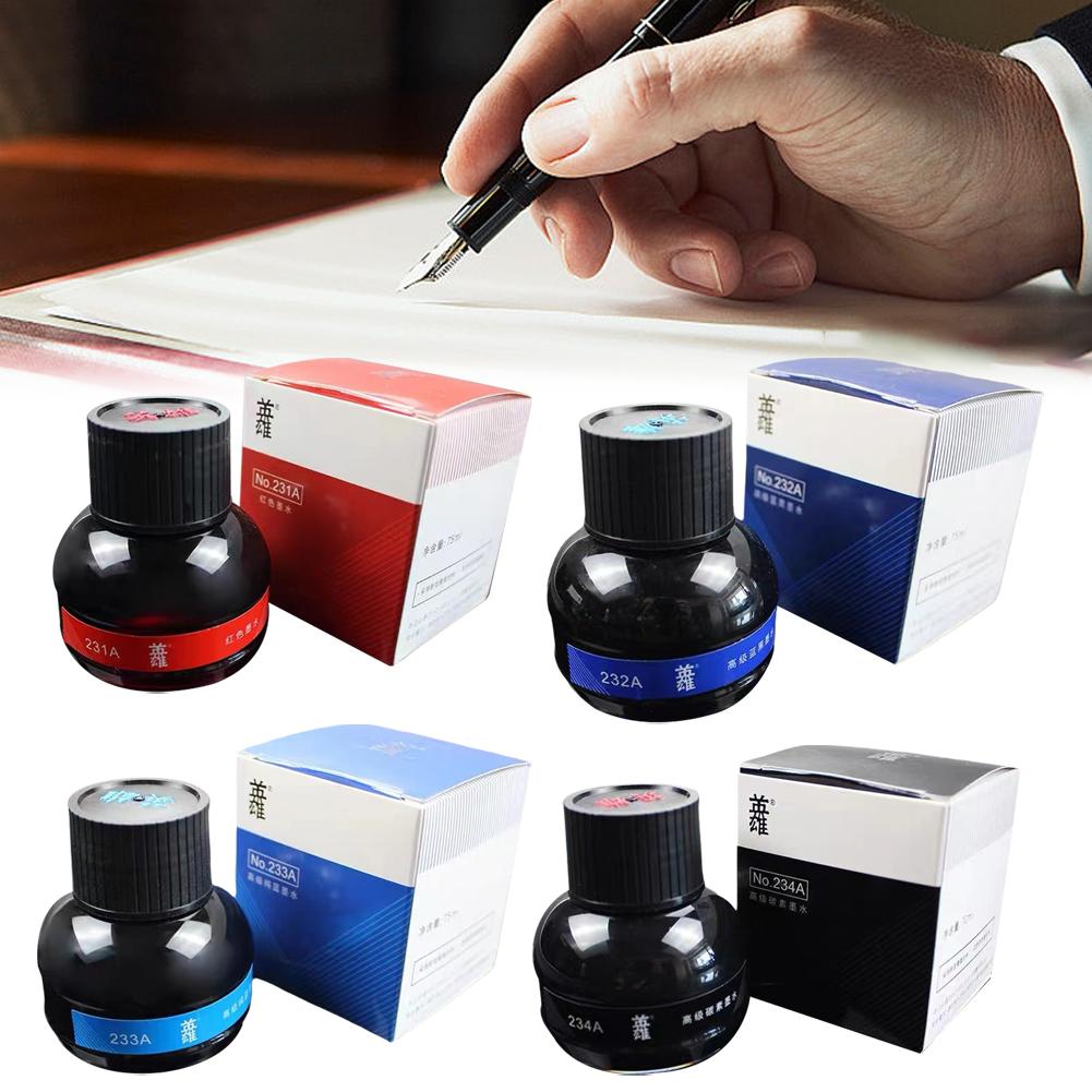 50/70/75ML Fountain Pen Ink Pigment Water-Based Dye Refilling Ink Stationery School High Quality Writing Fountain Ink Black/Red