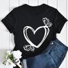 Butterfly Love Heart Print T Shirt Women Fashion Black T Shirt Female Short Sleeve Cute Graphic Tee Shirts Ladies Summer Tops