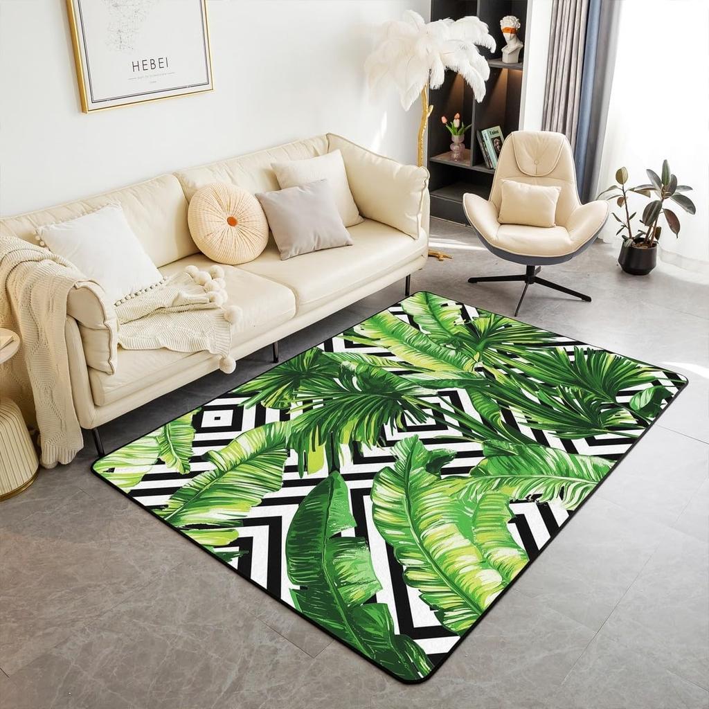Tropical Flower Living Room Rug Bohemian Home Decor Carpet Absorbent Non-Slip Indoor Outdoor Decor Mat for Bedroom Hallway