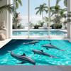 Cartoon Ocean Dolphin Area Rug Non-Slip Washable Marine Life Carpet Tropical Underwater Themed Floor Mat Best for Ocean Lovers