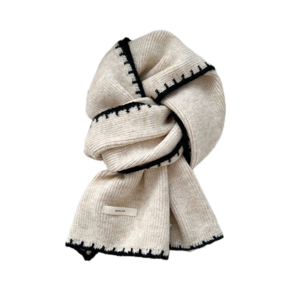 New women's autumn and winter knitted edge lock high-end Korean version atmosphere versatile warm soft waxy scarf
