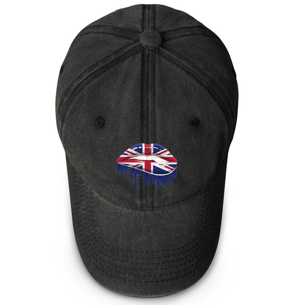 UK Flag Lippenabdruck Snapback Sonnenhut, Patriotische Papa-Kappe Lässig Unisex Sonnenschutz Gemütlich Verstellbare Baseballkappe