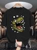 Roaring T Rex Unisexs Crew Neck T Shirt Angry Dinosaur Head Comic Lightning Burst Graphic Short Sleeve Casual Street Tops