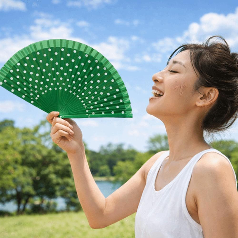Portable Dots Pattern Flamenco Spanish Folding Fan Vintage Wood Handle Dancing Fan Colorful Decorative Fan Summer