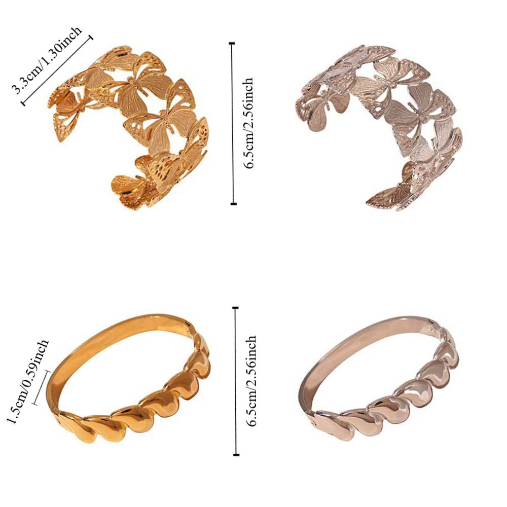 Metal Wide Open Bangle Butterfly Exaggerated Bracelet Temperament Cuff Bangles  Women