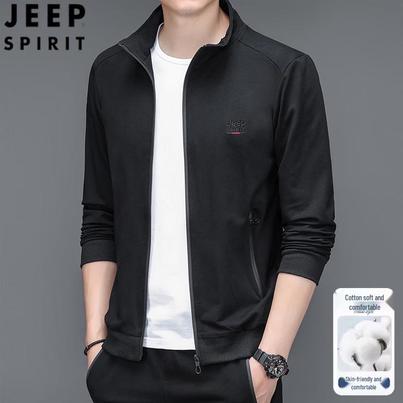 JEEP SPIRIT Men s 2026 Spring/Autumn Stand Collar Casual Jacket 4XL