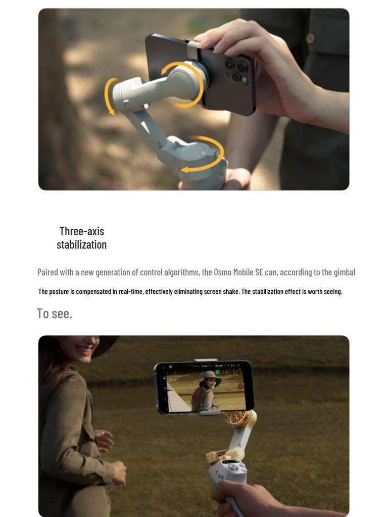 DJI Osmo Mobile SE Handheld Gimbal: Portable, Foldable, Anti-Shake Stabilizer for Smooth Selfies and Follow Shots