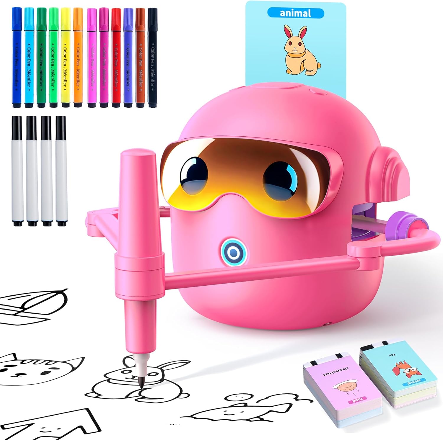 

Educational Drawing Robot For Kids Interactive Learning For Early Childhood Voice Enlightenment Drawing Machine With 100 Cards Set