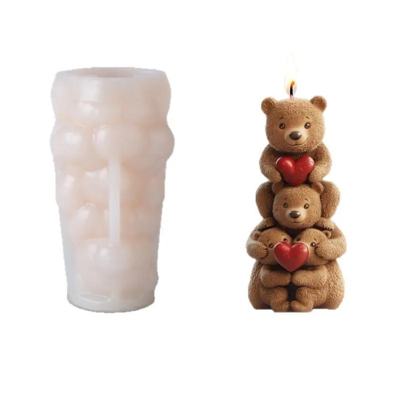 Mirosie 3D Skládaný Medvěd Silikonové Formy Domácí DIY Fondánový Dort Čokoládová Forma Nanuk Zmrzlina Sada na Výrobu Svíček