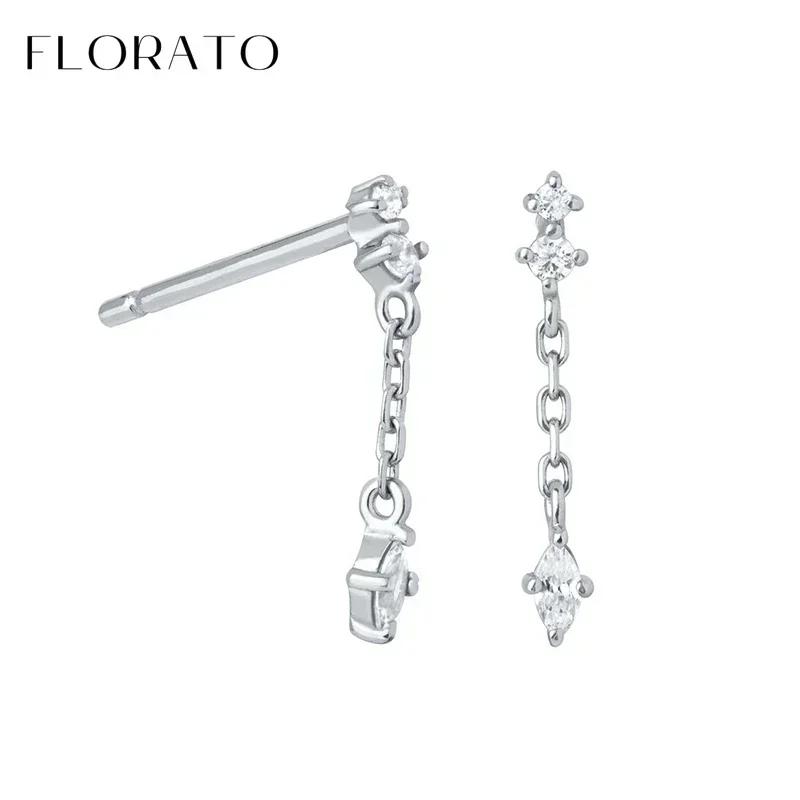 925 Silver Ear Needle Crystal White Zircon Silver Series Tassel Drop Earrings Luxury Fashion Party Jewelry Accessories