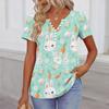 Women’s Short Sleeve V Neck T Shirt with Bunny and Floral Print Casual Loose Fit Soft Comfortable Top for Daily Wear
