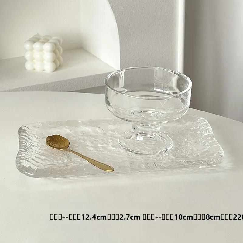 High Foot Glass Bowl Ice Cr Dert Cup for Home Use Ele Design for Yogurt Pudding Ice Cr Milkake Mousse