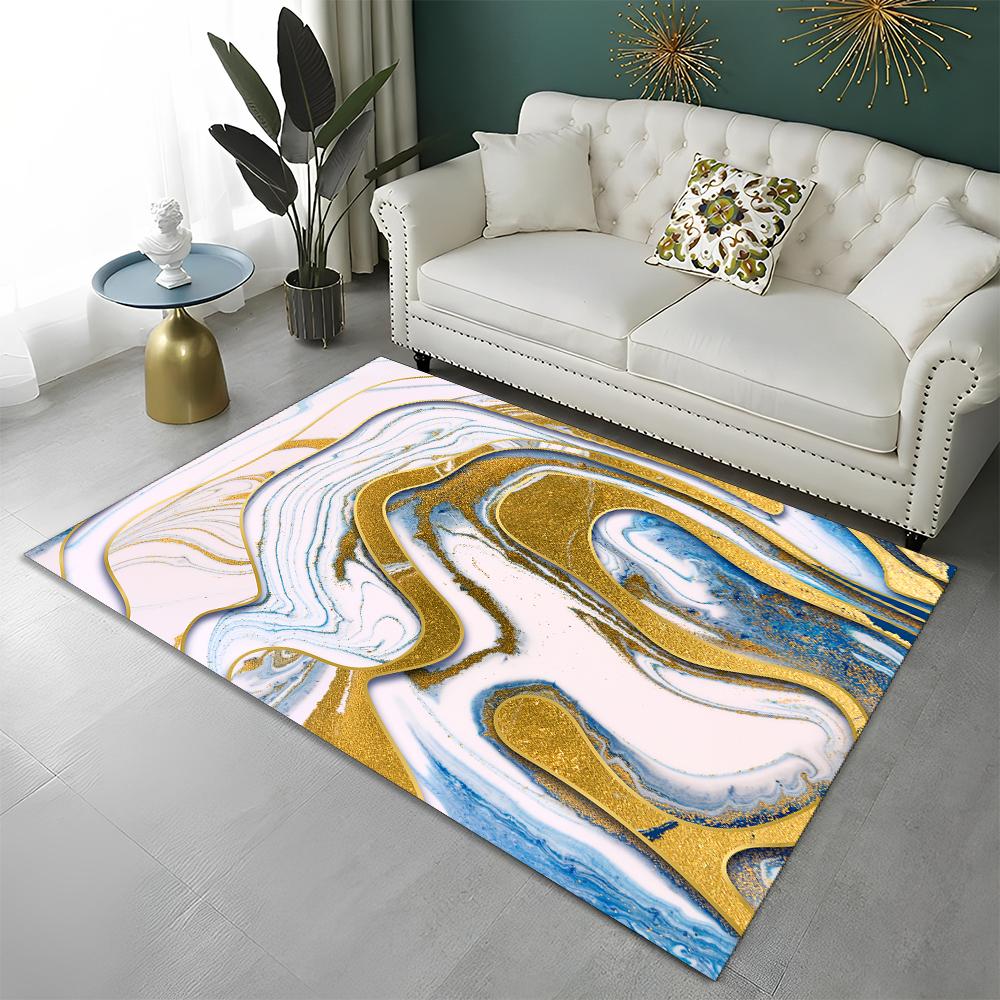 3D Χρώμα Υπέροχο Χρυσό Σκανδιναβικό Μάρμαρο Χαλί για Σπίτι Σαλόνι Υπνοδωμάτιο Καναπές Διακοσμητικό Πατάκι Πόρτας, Παιδικό Χαλί Αντιολισθητικό Πατάκι Δαπέδου