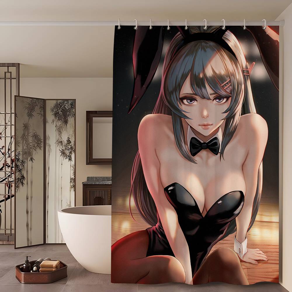 Anime Mai Sakurajima Shower Curtain - Water-Repellent And Leak-Resistant, Mold And Mildew Resistant For