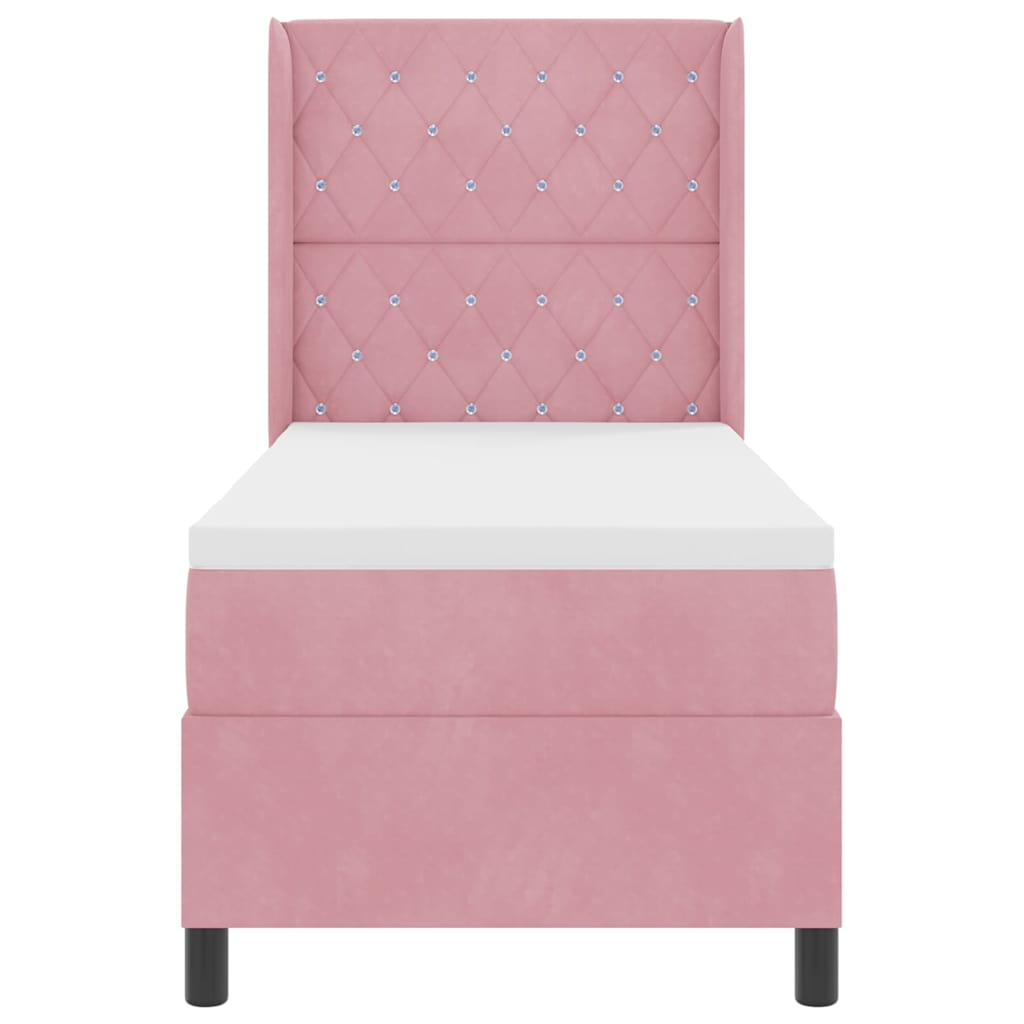 Box Spring Bed with Mattress and Headboard Pink 80 X 200 Cm Velvet