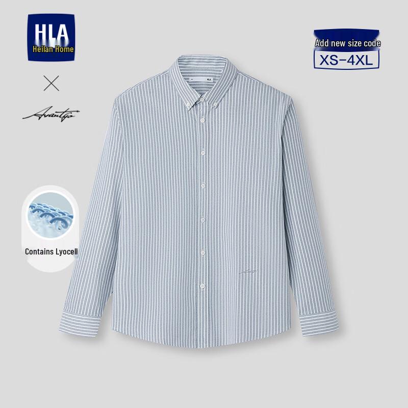 HLA Men s Striped Long-Sleeve Casual Business Shirt L